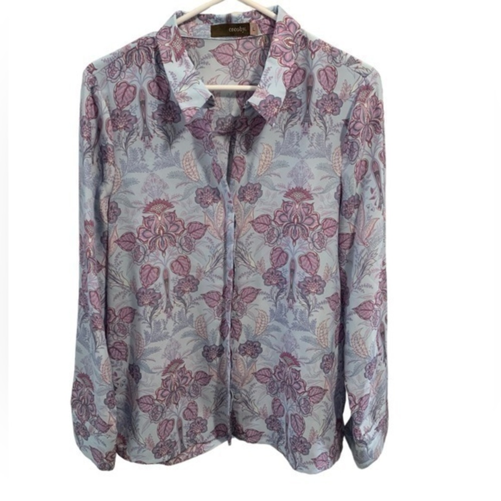 Crosby Button Down Floral Blouse Size Large